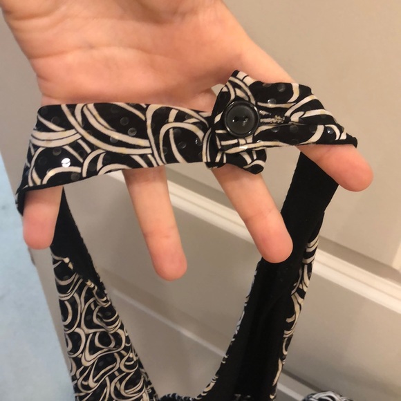 Black / White swirl dress with clear sequins SZ S - Picture 4 of 5